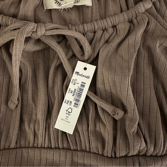 NWT Madewell ribbed square neck long sleeve top Small light umber - Picture 6 of 7